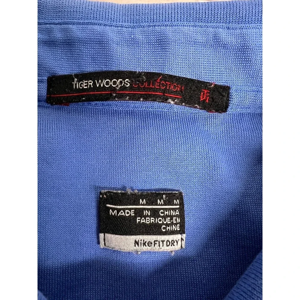 Nike Fit Dry Golf Polo Shirt Tiger Woods‎ Collection Size M Light Blue Stripe